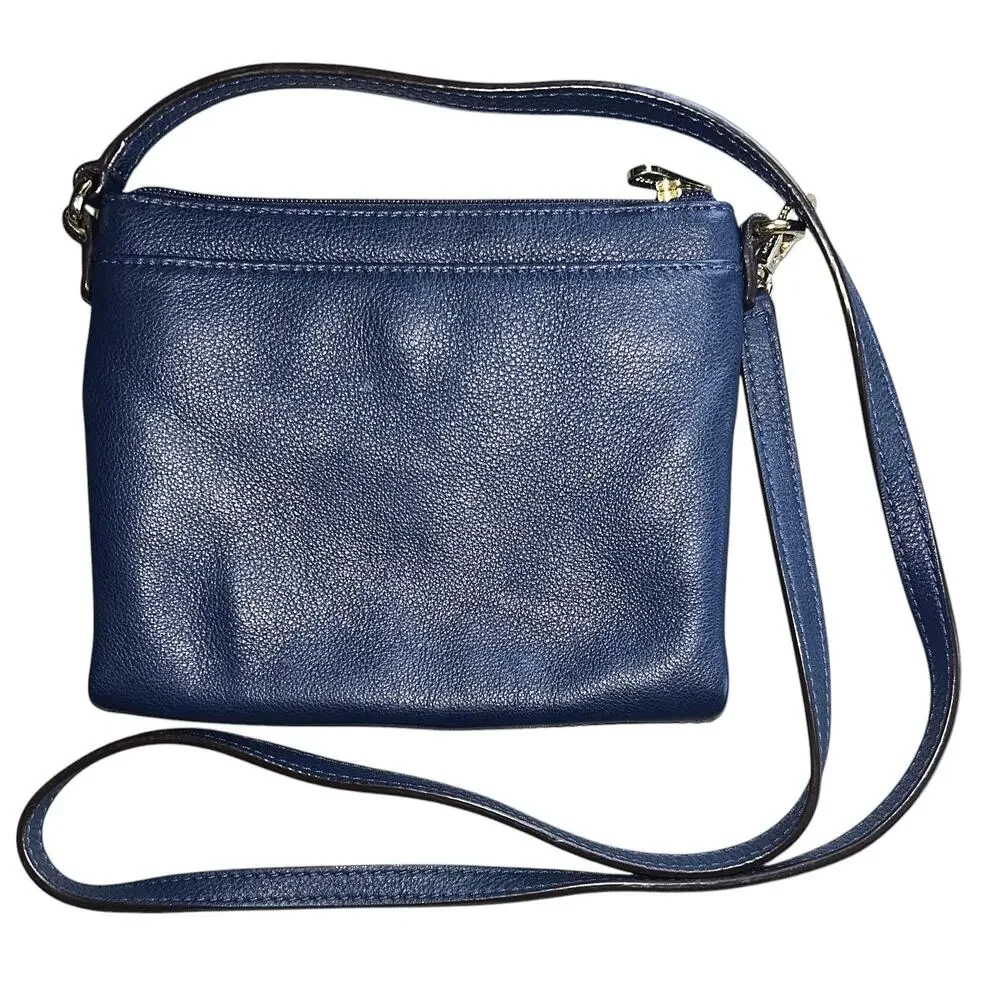 Michael Kors Fulton Cadet Blue Leather Crossbody Bag Authenticated